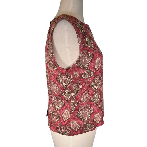 Vintage Charter Club Petite Y2K 100% Silk Sleeveless Top Cranberry Size 12P NWT - Picture 2 of 8